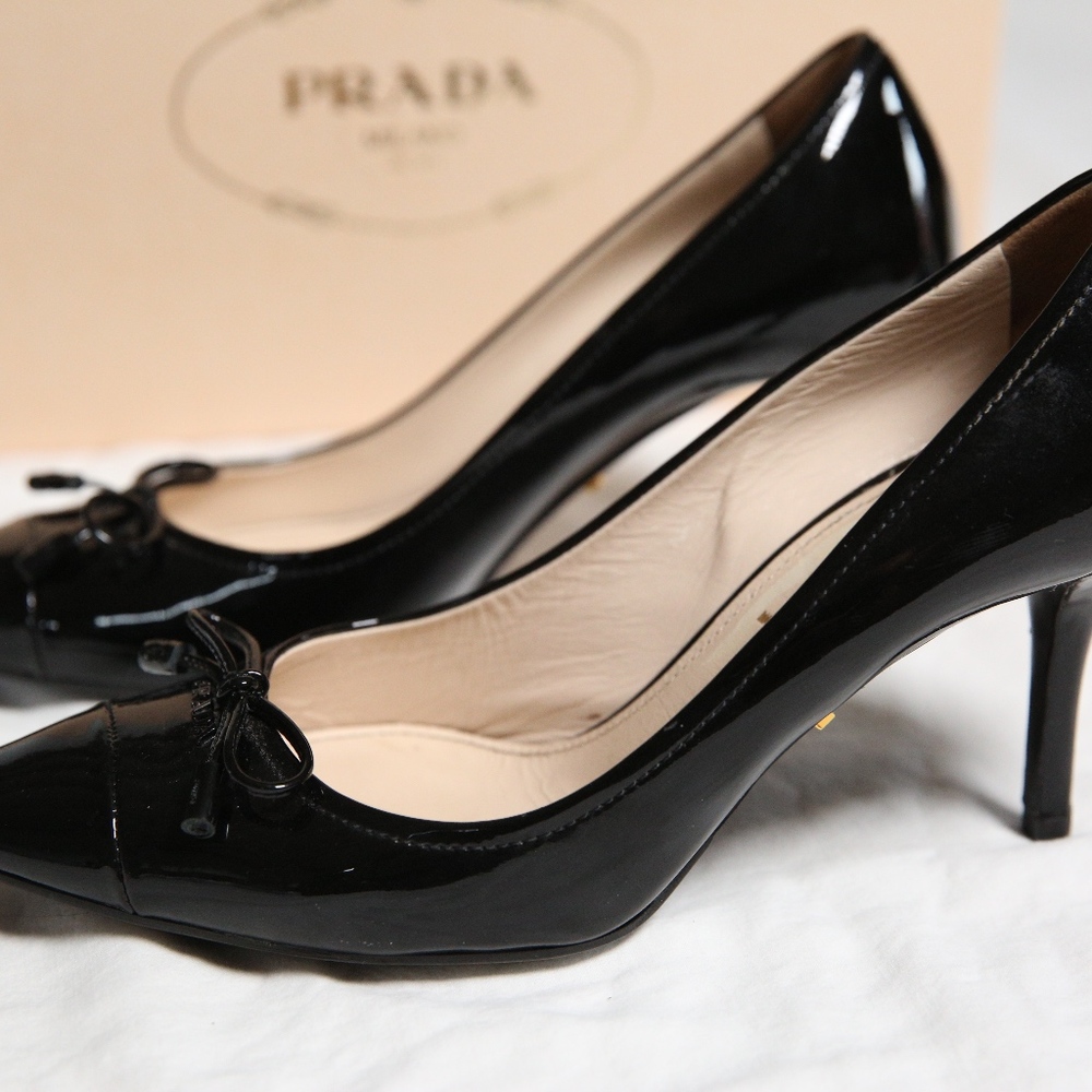 Authentic Prada Vernice Nero Black Heels 36.5 - Picture 5 of 8